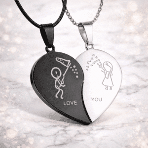 Collier couple coeur brise amour