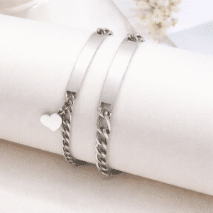 Bracelet couple avec date mixte
