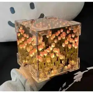 Cadeau cube verre fleurs 1