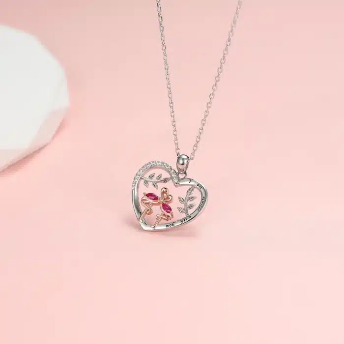 Collier couple flamant rose 6