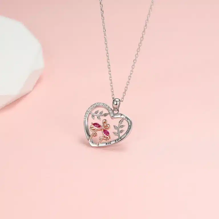 Collier couple flamant rose 6