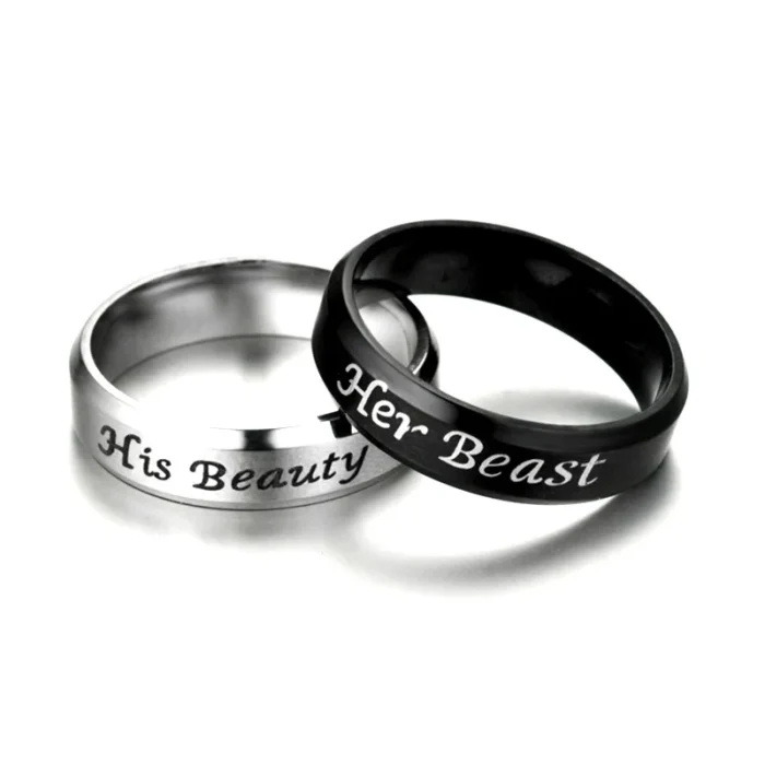 Bague couple la Belle et la Bête ajustable 2