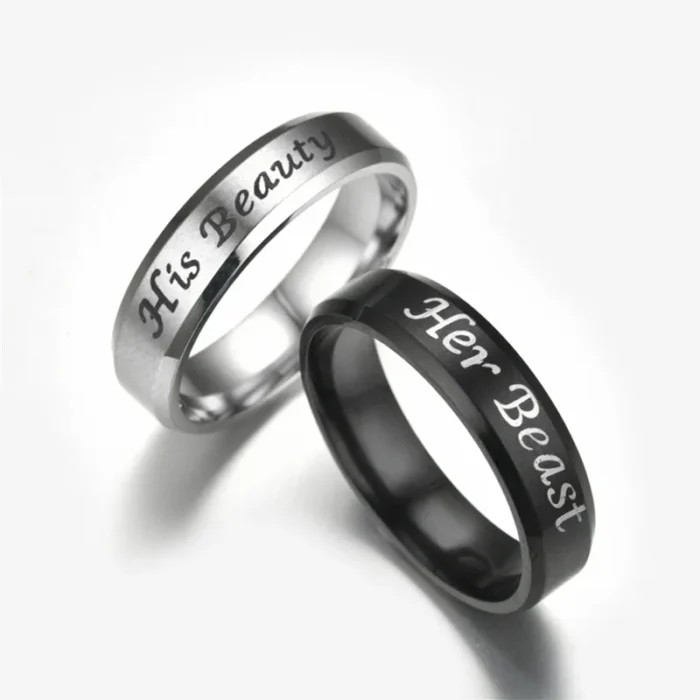 Bague couple la Belle et la Bête ajustable 5