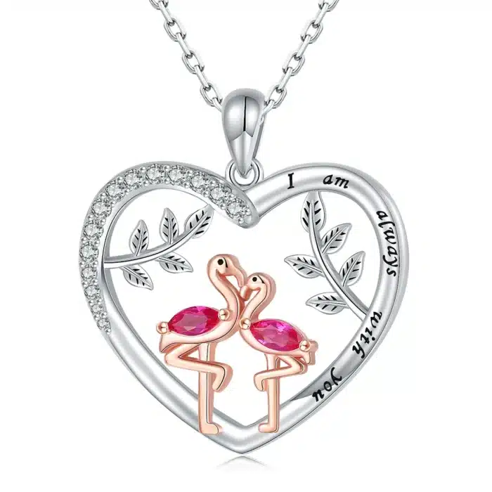 Collier couple flamant rose 4
