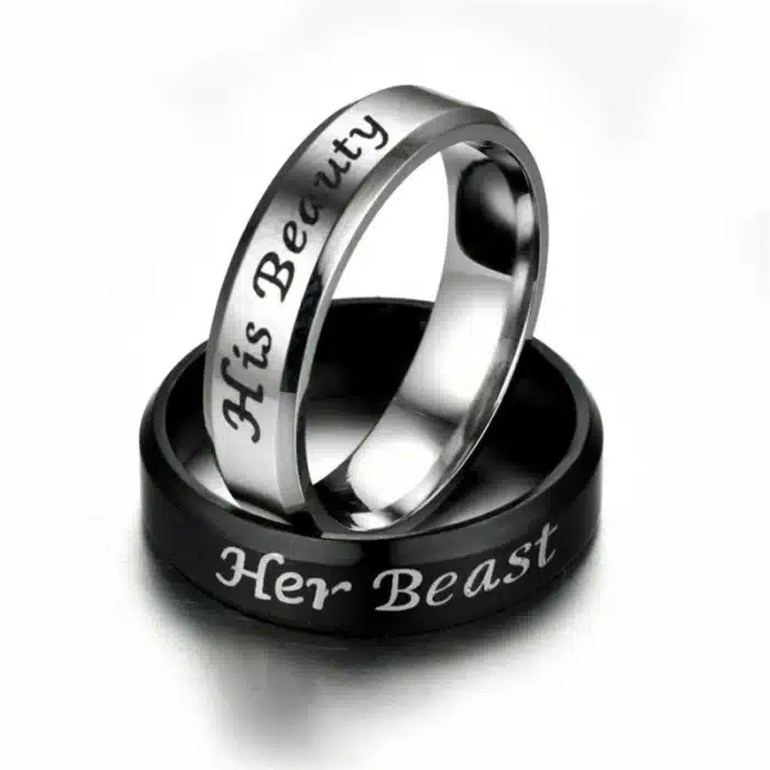Bague couple la Belle et la Bête ajustable 3