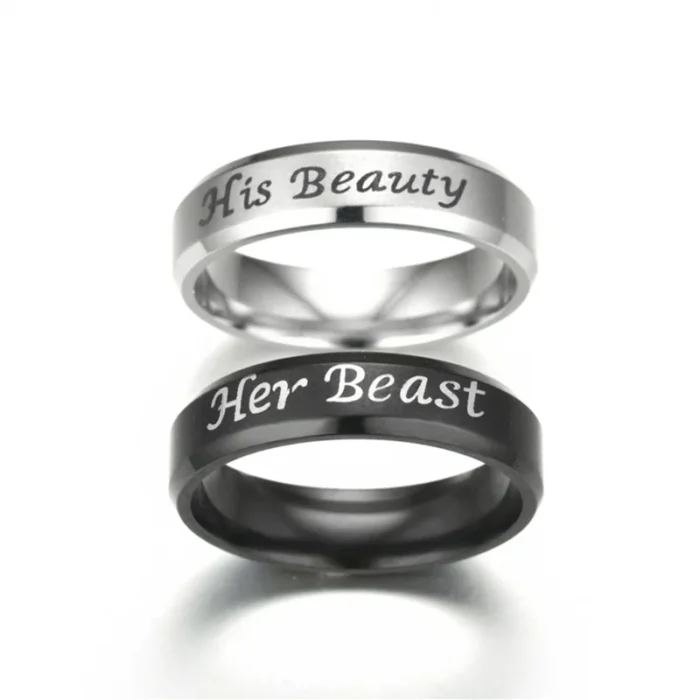 Bague couple la Belle et la Bête ajustable 4