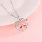 Collier couple flamant rose 2
