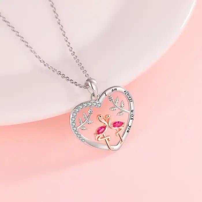 Collier couple flamant rose 2