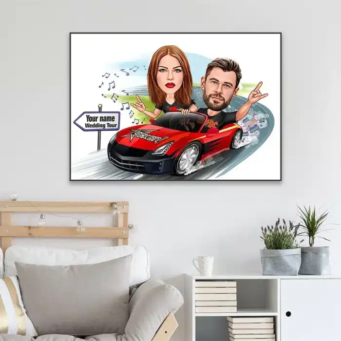 Cadre photo couple dessin humour 1
