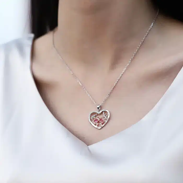 Collier couple flamant rose 3