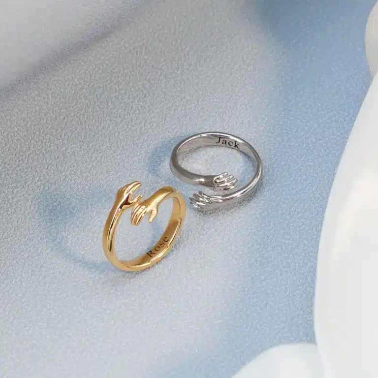 Bague couple main personnalisée 2