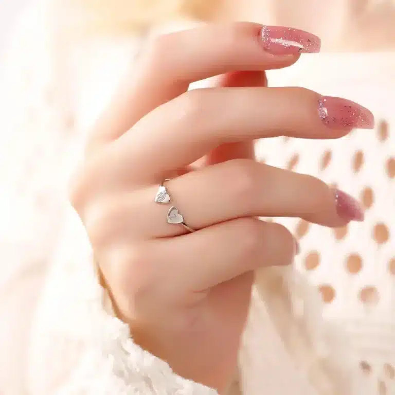 Bague couple coeur initiales 3