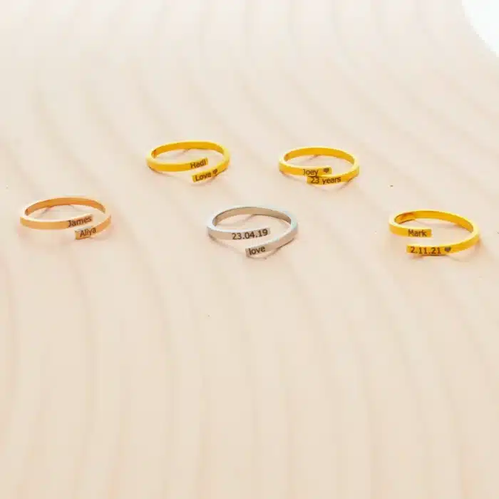 Bague couple personnalisée dates 3