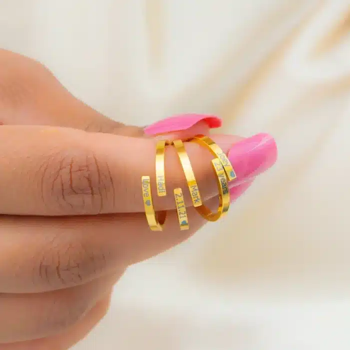 Bague couple personnalisée dates 5