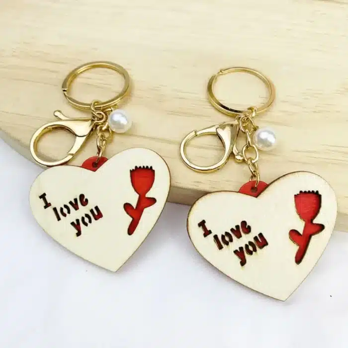 Porte clé couple bois 4