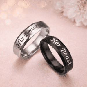 Bague couple la Belle et la Bête ajustable