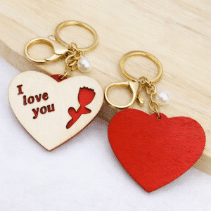 Porte clé couple bois