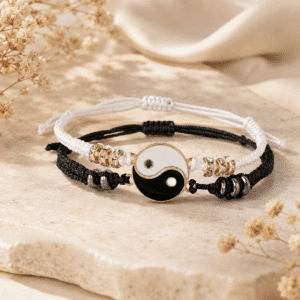 Bracelet couple yin yang noir et blanc
