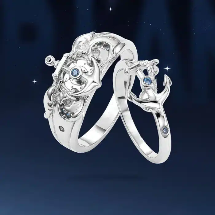 Bague ancre couple coeur 1