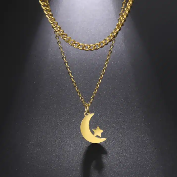 Collier couple longue distance symbole lune 1