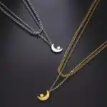 Collier couple longue distance symbole lune 3