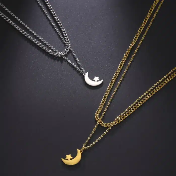Collier couple longue distance symbole lune 3
