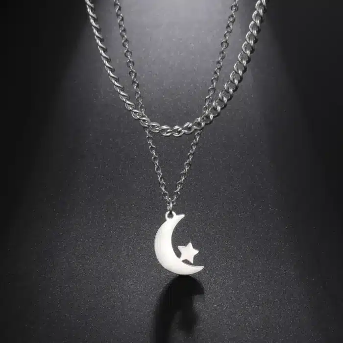 Collier couple longue distance symbole lune 2