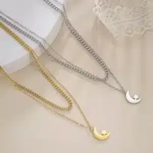 Collier couple longue distance symbole lune 5