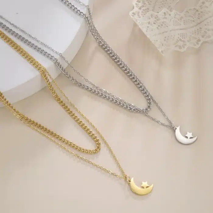 Collier couple longue distance symbole lune 5