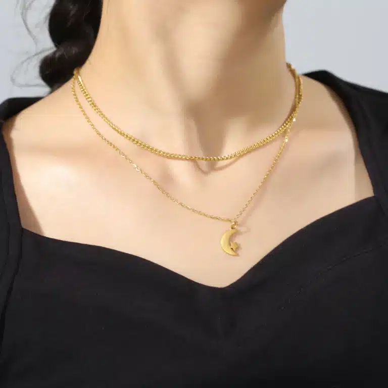 Collier couple longue distance symbole lune 4