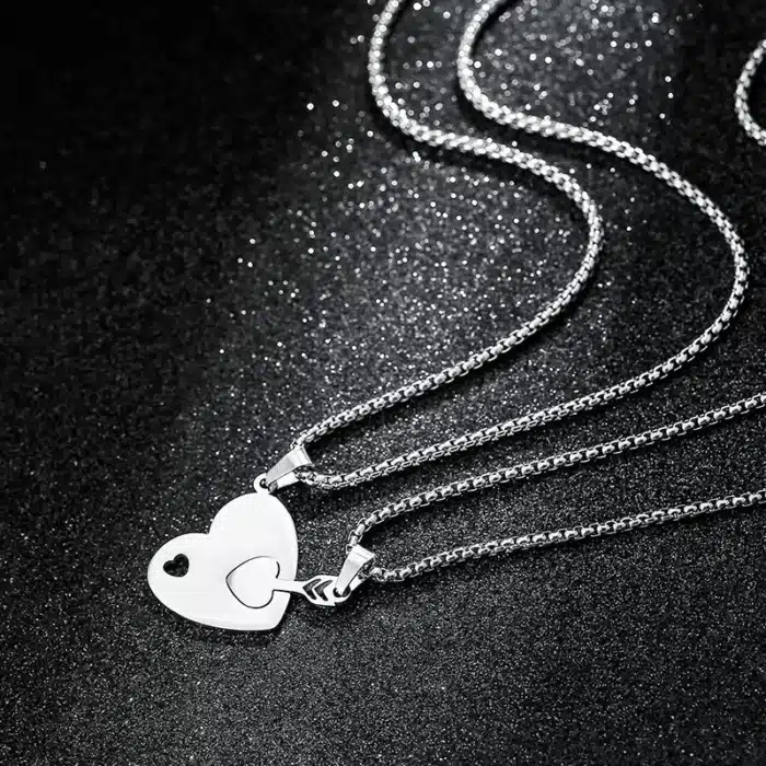 Collier cute couple coeur 2