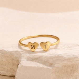 Bague couple coeur initiales
