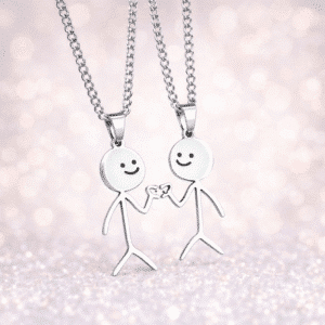 Cadeau collier couple deux bonhommes