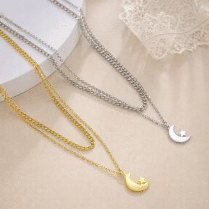 Collier couple longue distance symbole lune