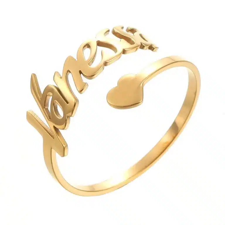 Bague couple prénom coeur 5