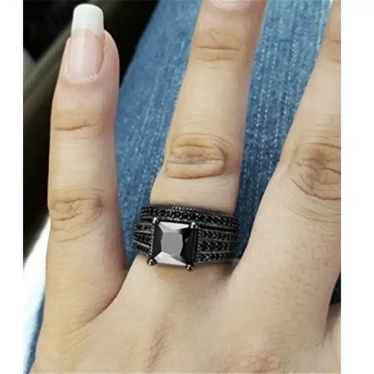 Bague couple pierre de lune 5