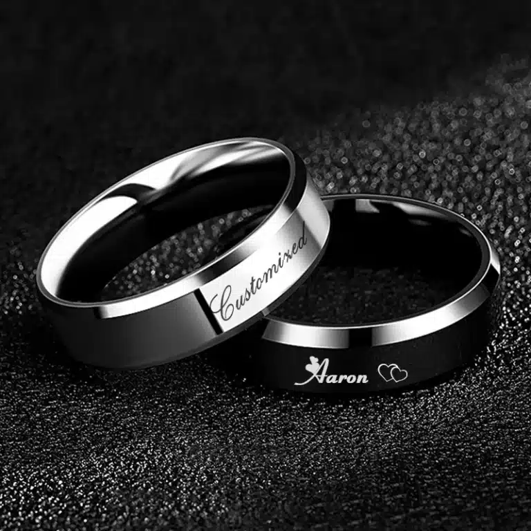 Bague couple personnalisée bicolore 2