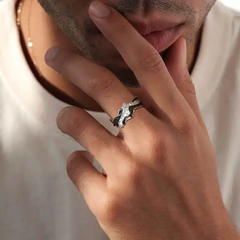 Bague couple noir et blanc 2