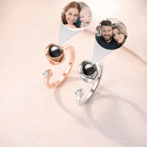 Bague couple photo projection femme