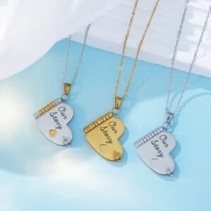 Collier couple personnalisé coeur femme