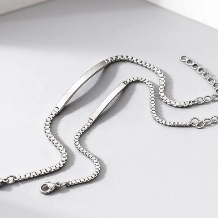 Bracelet couple personnalisé argent 1