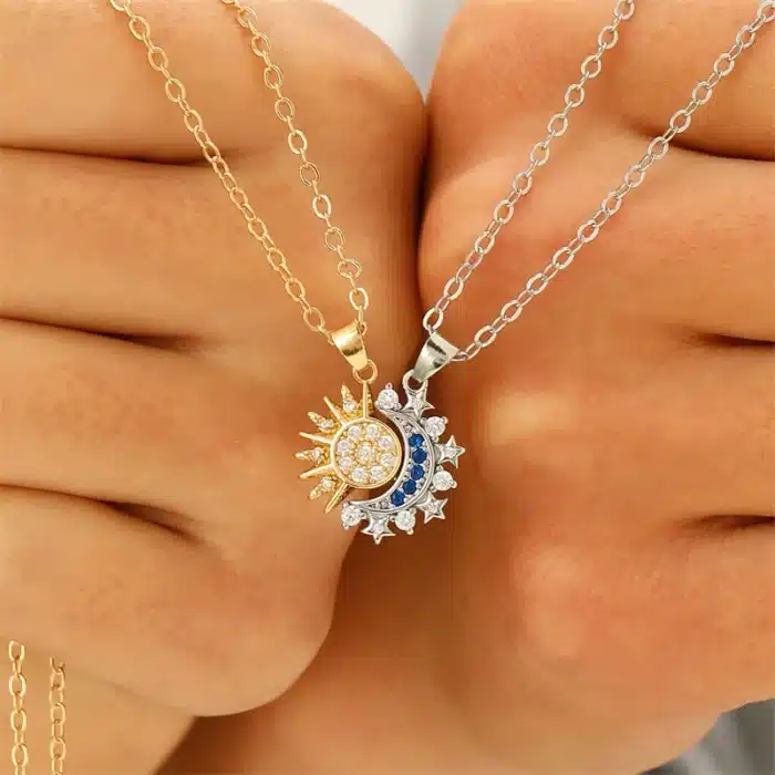 Collier Collier couple soleil lune brillant 1