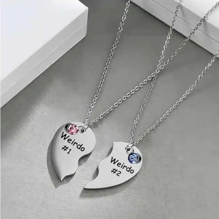 Collier couple coeur rigolo 5