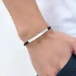 Bracelet couple gravé noir et argent 2