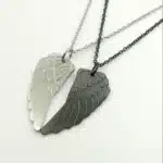 Collier couple noir et argent ailes 1