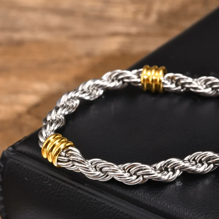 Bracelet couple argent tressé 5