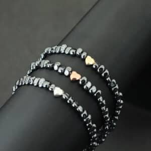 Bracelet couple amour pierres noires