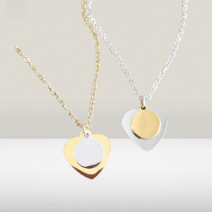 Collier couple coeur argent doré