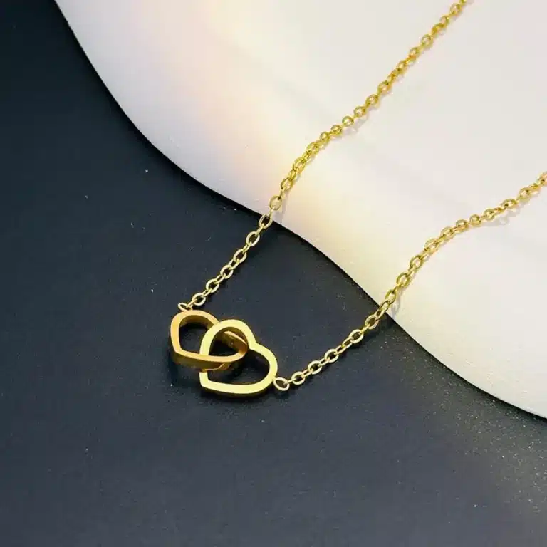 Collier couple double coeur femme 3