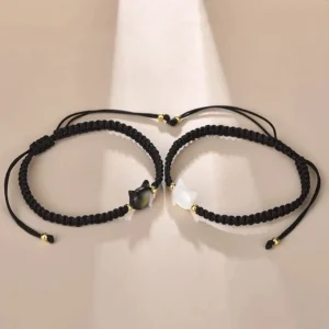 Bracelet couple chat noir et blanc 1